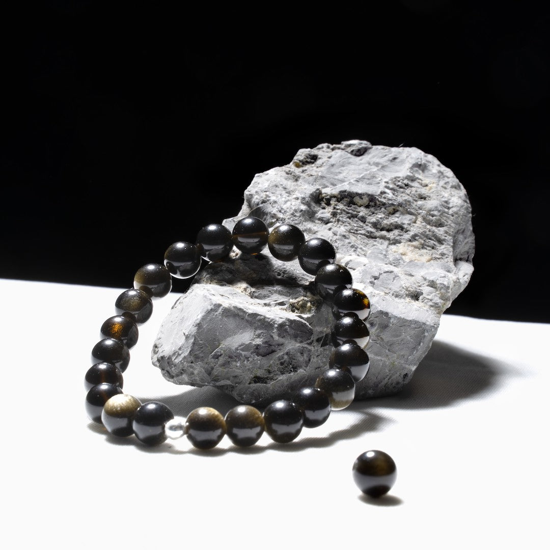 Bracelet Obsidienne Dorée - " Protection & Acceptation de Soi"